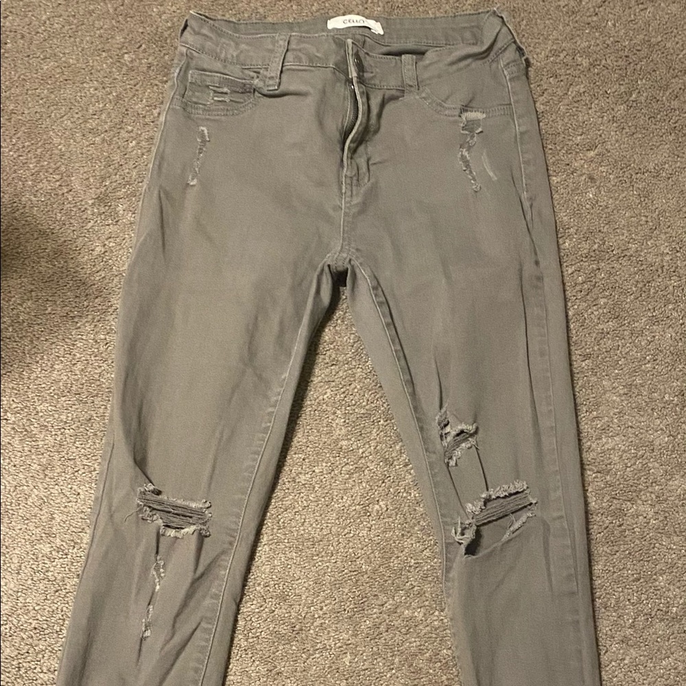 Army Green Distressed Pants